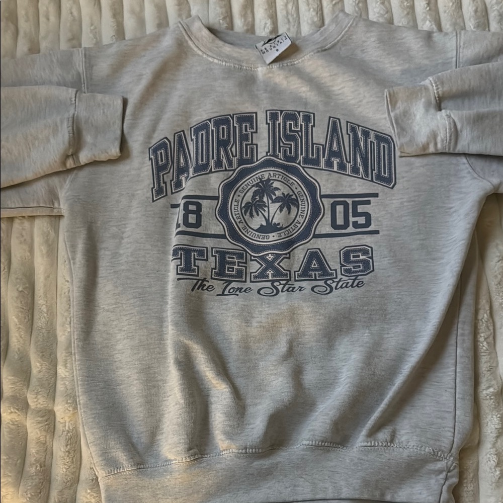 Gray Kids Sweatshirt with Padre Island Texas Print